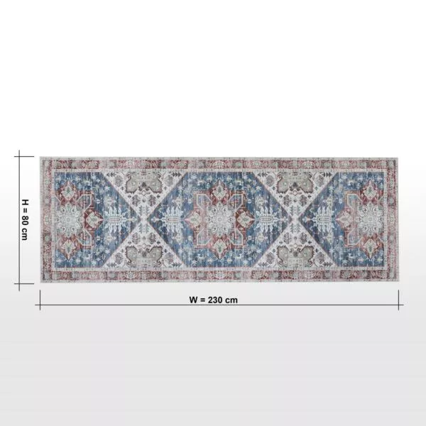سجادة شانيل بطبعات فينتدج 80x230 سم - ازرق