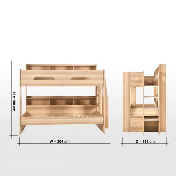 سرير طابقين أوريون 90x200 سم - بلوط