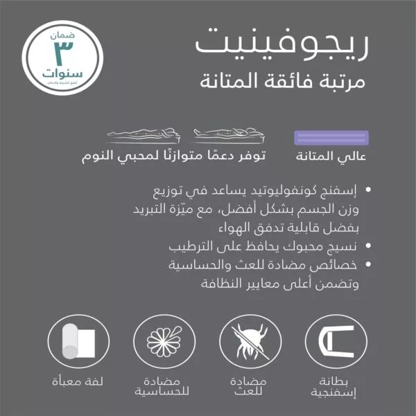 مرتبة إسفنج فردية ريجوفينيت 120x200 سم - ابيض