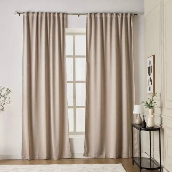 طقم ستائر قطعتين فيرمونت 135x300 سم - بيج