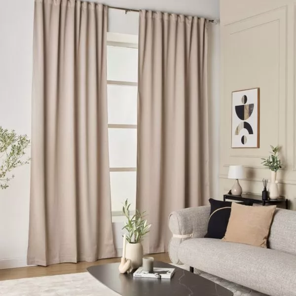 طقم ستائر قطعتين فيرمونت 135x300 سم - بيج