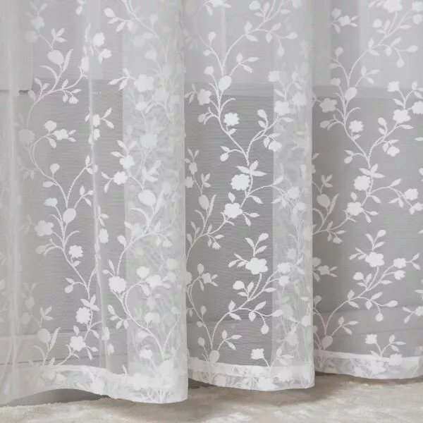 طقم ستائر شفافة زهرية قطعتين - 135x300 سم