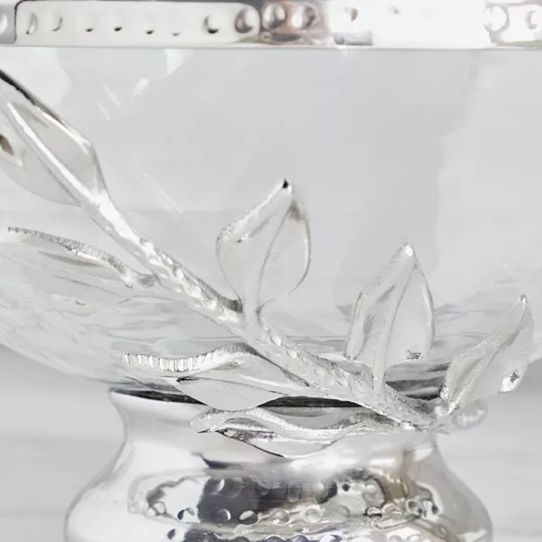 وعاء ديكور زجاج سيلفر أوك - فضي