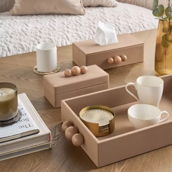 صندوق ديكور بتصميم حصى - بيج