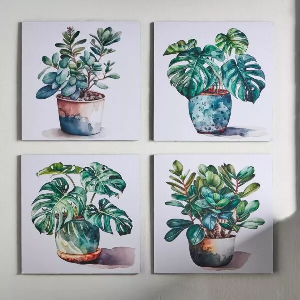 طقم لوحة جدارية كانفاس غير مؤطرة 4 قطع يوجينيا 30x30 سم - متعدد الالوان