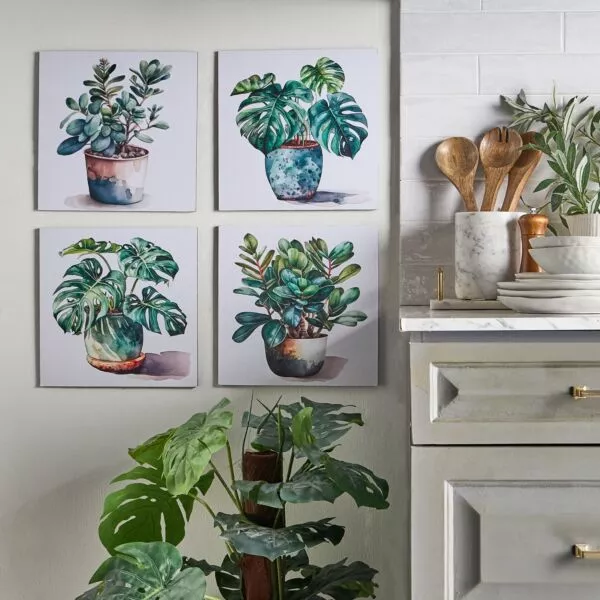 طقم لوحة جدارية كانفاس غير مؤطرة 4 قطع يوجينيا 30x30 سم - متعدد الالوان