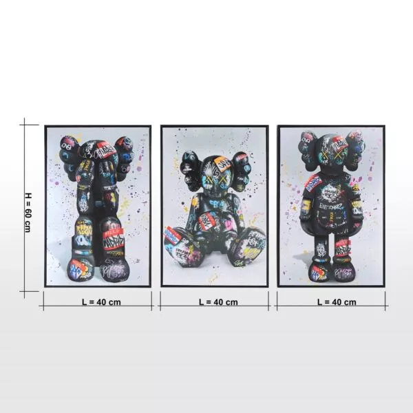 طقم لوحة جدارية كانفاس مؤطرة 3 قطع - نادير - 40x60 سم