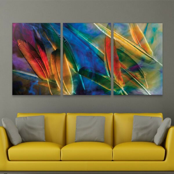 طقم لوحات جدارية فنية شنتك لتزين الحائط بتصميم تجريدي ثلاث قطع-متعدد الالوان