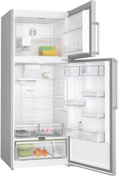 ثلاجة بوش قائمة بذاتها بفريزر علوي 581 لتر - فضي