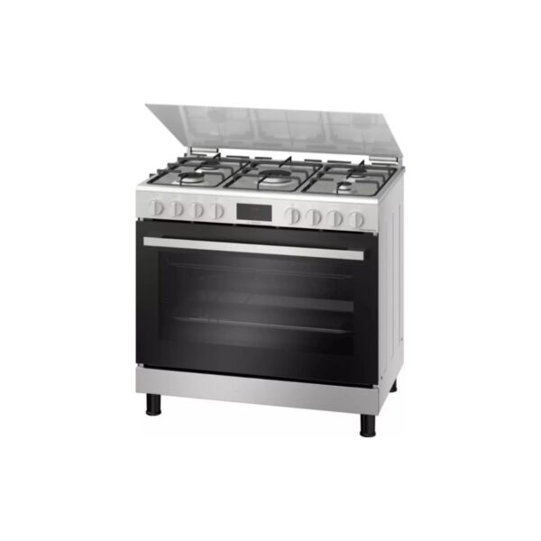 فرن غاز بوش 5 شعلات 125 لتر - فضي واسود