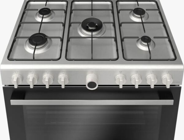 فرن غاز بوش 5 شعلات 125 لتر أمان كامل - فضي وأسود