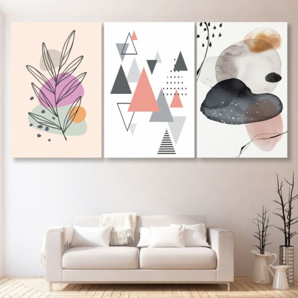 طقم لوحات جدارية فنية لتزين الحائط بتصميم عصري لايف - ثلاث قطع