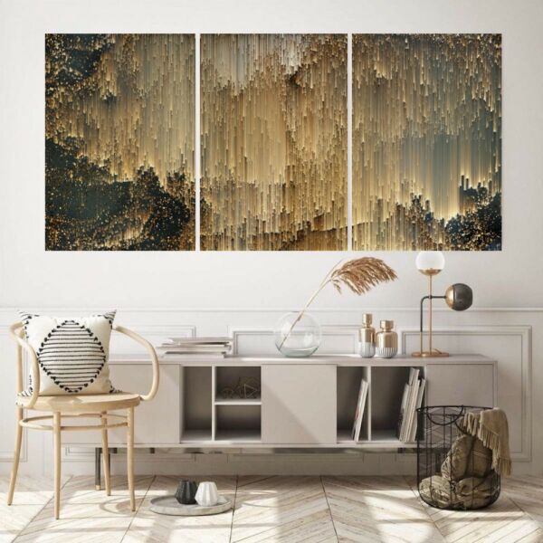 لوحة جدارية فنية شهب لتزين الحائط بتصميم تجريدي ثلاث قطع-متعدد الألوان