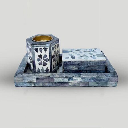 طقم مبخرة فلور 3 قطع رمادي