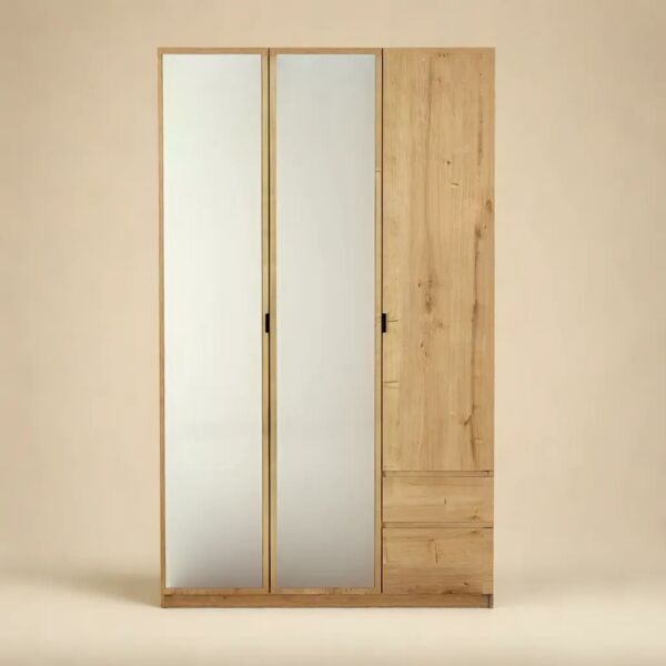 خزانة ملابس 3 ابواب سيترا مع مرآة إلم كوڤ - بني فاتح