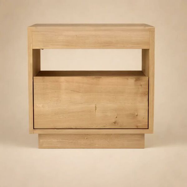 طاولة سرير جانبية تيلا خشبية - بني فاتح