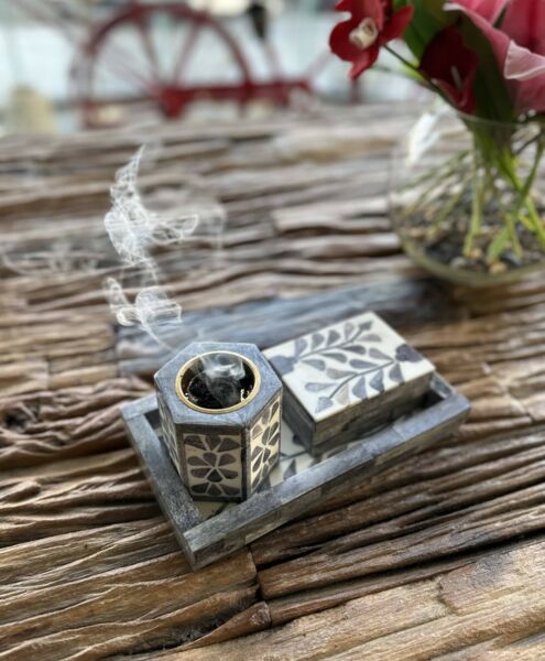 طقم مبخرة فلور 3 قطع رمادي