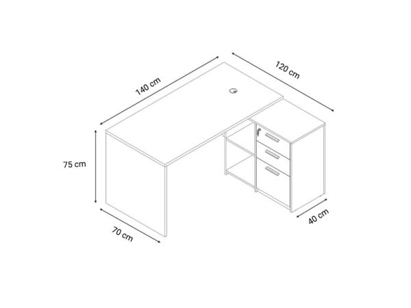 طاولة مكتب مع ملحق 140 سم - ابيض