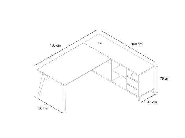 طاولة مكتب مع ملحق 160 سم غراتسي - أبيض