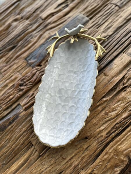 طبق تقديم تشوكليت كلاسي بيضاوي - رمادي