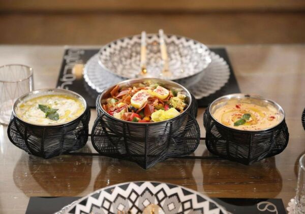 صحن تقديم ثلاثي أسود - فلور