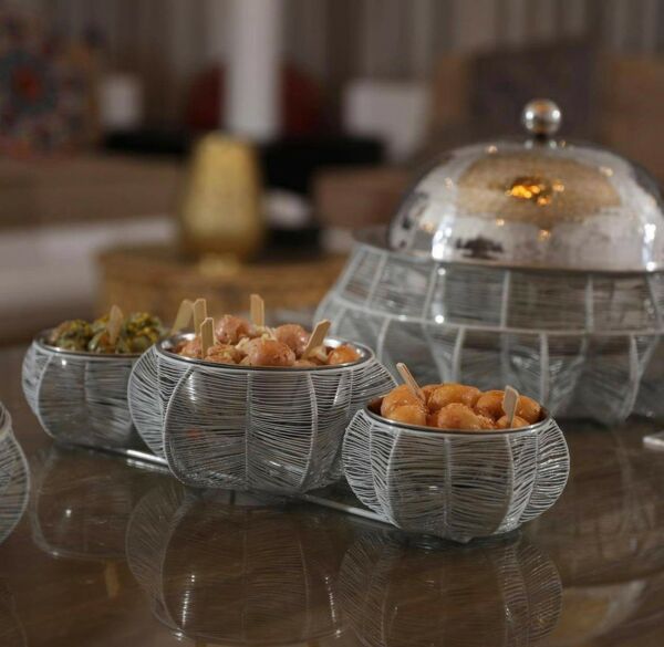 صحن تقديم ثلاثي رمادي - فلور