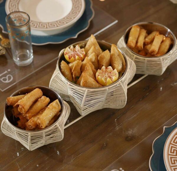 صحن تقديم ثلاثي أبيض - فلور