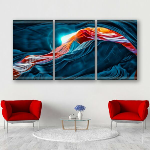 طقم لوحات جدارية فنية بردايس بتصميم تجريدي 3 قطع - متعدد الالوان