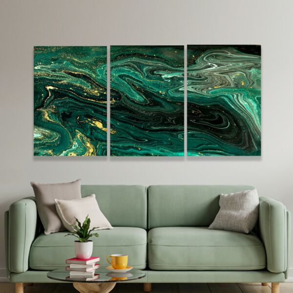 طقم لوحات جدارية فنية لورا بتصميم تجريدي 3 قطع - متعدد الالوان