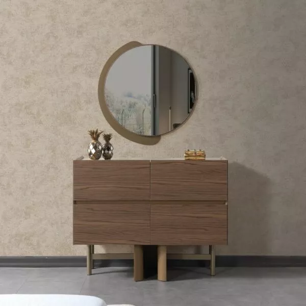 طقم غرفة نوم كينج 5 قطع ريغان 180×200 سم بدون دولاب - بيج فاتح وبني