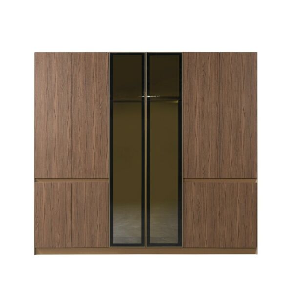 خزانة ملابس 6 أبواب ريغان - بني واسود