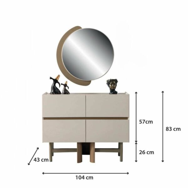 طاولة تزيين مع مرآه ريغانس - كريمي وبني