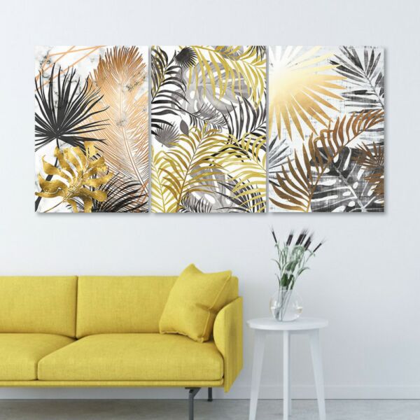 طقم لوحات جدارية فنية سباتنم لتزين الحائط بتصميم تجريدي ثلاث قطع-متعدد الالوان