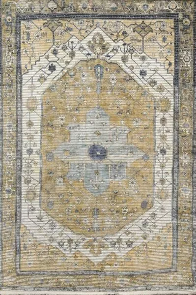 سجاد مغزول خيش - اخضر وبيج