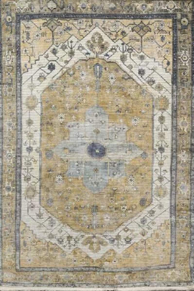 سجاد مغزول خيش - اخضر وبيج