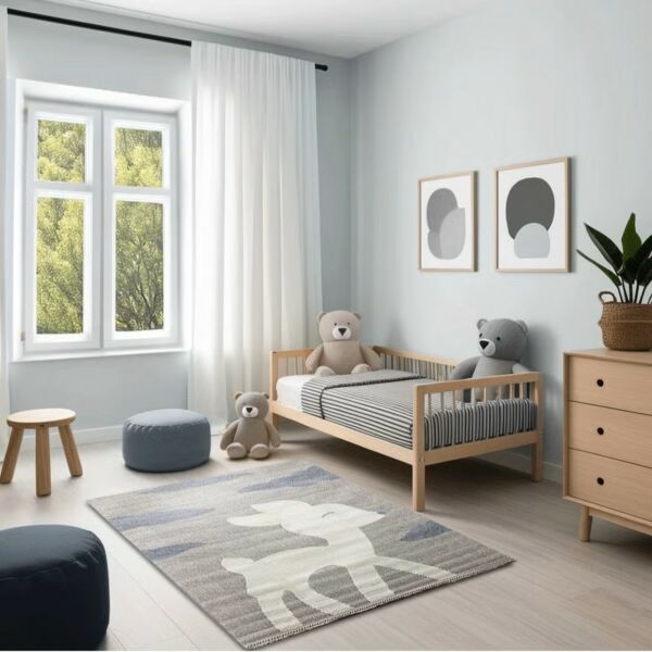 سجاد لافيتا للاطفال برسومات غزال - رمادي ومتعدد الالوان