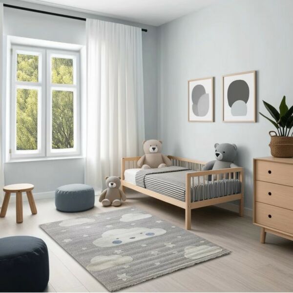 سجاد لافيتا للاطفال برسومات غيوم - رمادي ومتعدد الالوان