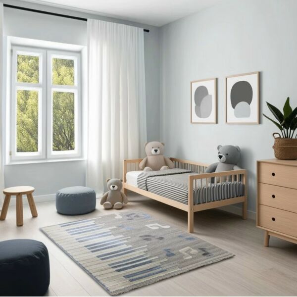 سجاد لافيتا للاطفال برسومات بيانو - رمادي ومتعدد الالوان