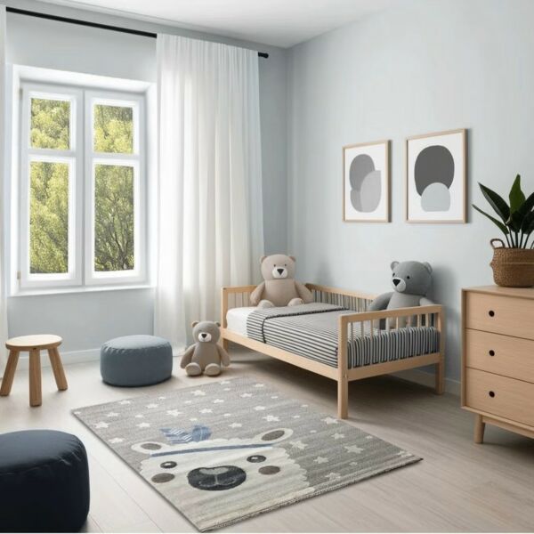 سجاد لافيتا للاطفال برسومات تيدي - رمادي ومتعدد الالوان