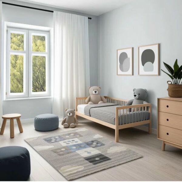 سجادة لافيتا للاطفال برسومات حجر نرد - كريمي ومتعدد الالوان