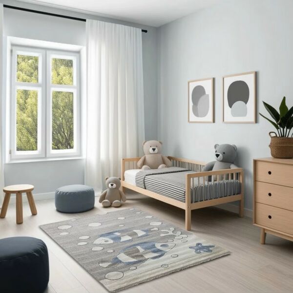 سجادة لافيتا للاطفال برسومات سمك - كريمي ومتعدد الالوان