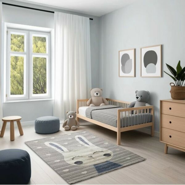 سجاد لافيتا للاطفال برسومات ارنب - رمادي ومتعدد الالوان