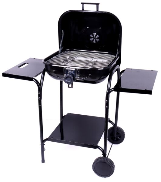 شواية فحم لوجينا مع طاولة وعجلات   اسود