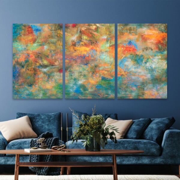 طقم لوحة جدارية فنية ايف لتزيين الحائط 3 قطع - متعدد الالوان 