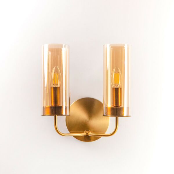 إنارة جدارية مودرن لمبتين زجاج إي 14