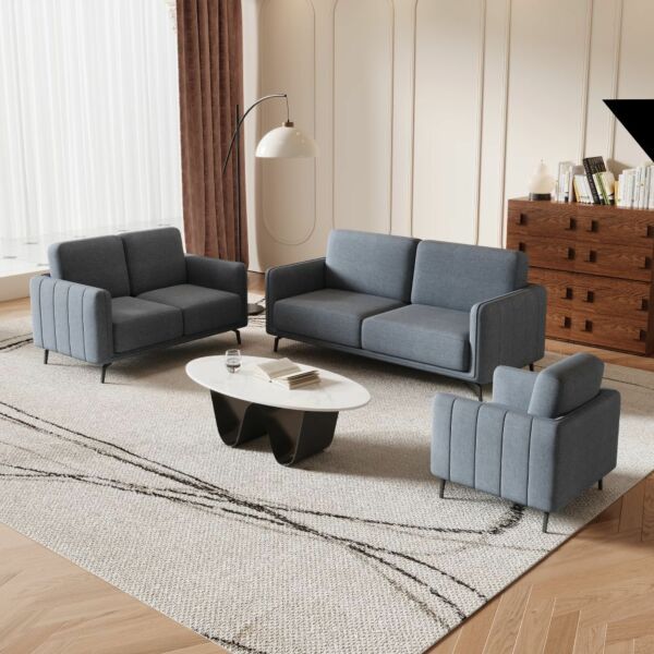 طقم كنب رومو - رمادي فاتح واسود