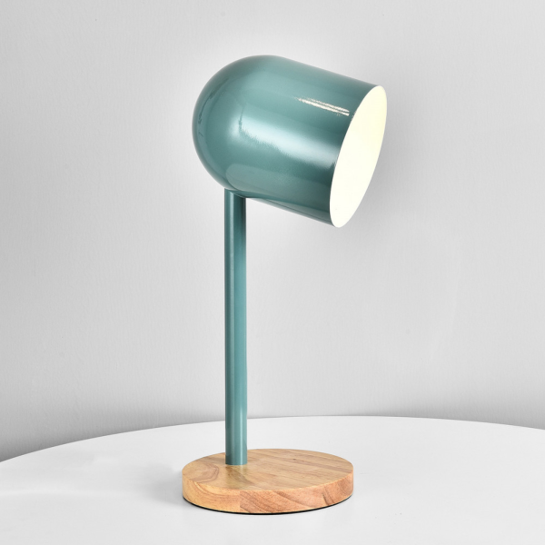 اباجورة نون اخضر قاعدة خشبي