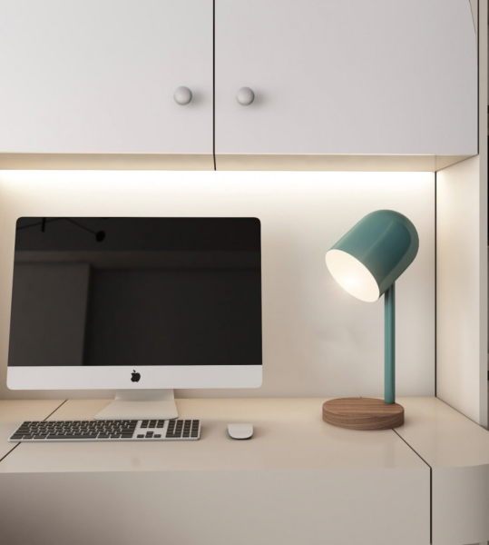 اباجورة نون اخضر قاعدة خشبي