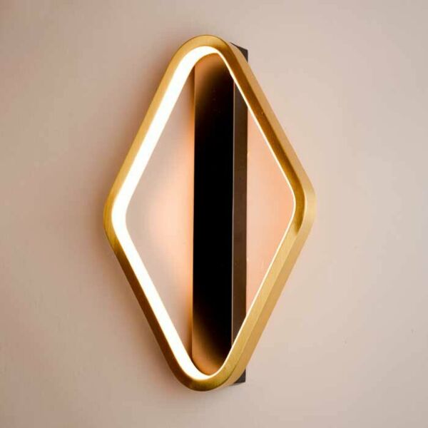 اضاءة جدارية لوب ميتاليك معين - اسود وذهبي