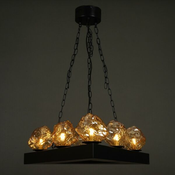 إنارة معلقة مثلث جلونج ستونز - عسلي واسود